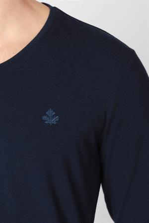 ADAM BOXES V Yaka Uzun Kollu T-shirt NP-Trelargo - Lacivert