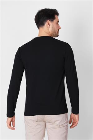 ADAM BOXES V Yaka Uzun Kollu T-shirt NP-Trelargo - Siyah