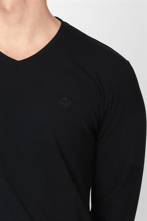 ADAM BOXES V Yaka Uzun Kollu T-shirt NP-Trelargo - Siyah