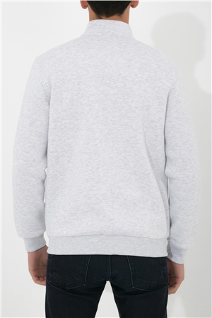 ADAM BOXES Dik Yaka Fermuarlı Sweatshirt N-Karianda - Açık Gri