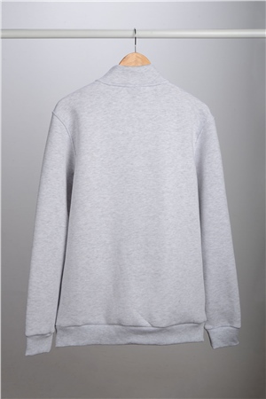 ADAM BOXES Dik Yaka Fermuarlı Sweatshirt N-Karianda - Açık Gri