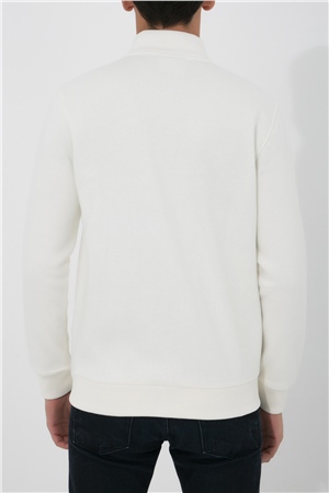 ADAM BOXES Dik Yaka Fermuarlı Sweatshirt N-Karianda - Ekru