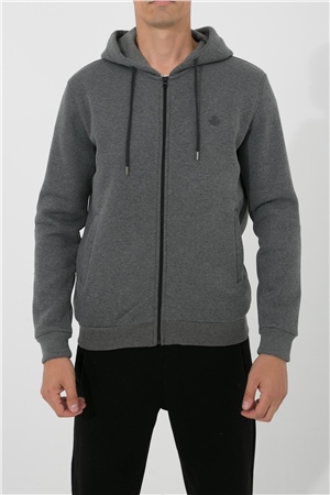 ADAM BOXES Fermuarlı Kapüşonlu Sweatshirt N-Halicarna - Antrasit