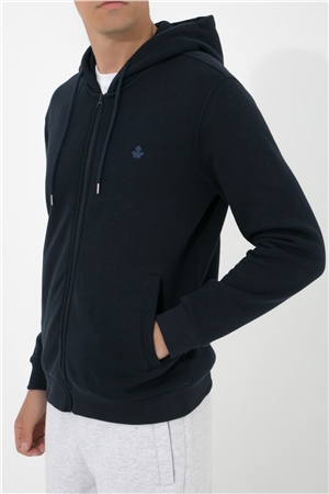ADAM BOXES Fermuarlı Kapüşonlu Sweatshirt N-Halicarna - Lacivert