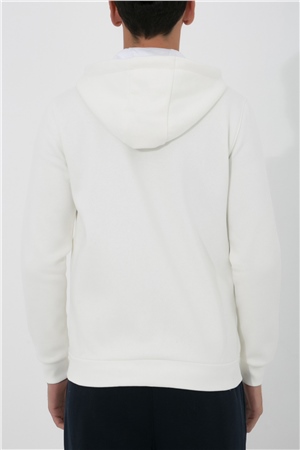 ADAM BOXES Fermuarlı Kapüşonlu Sweatshirt N-Halicarna - Ekru