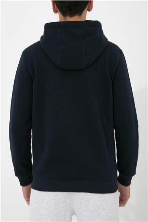 ADAM BOXES Fermuarlı Kapüşonlu Sweatshirt N-Halicarna - Lacivert