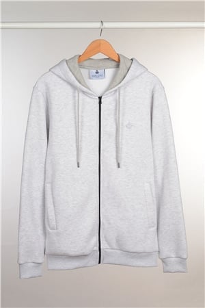 ADAM BOXES Fermuarlı Kapüşonlu Sweatshirt N-Halicarna - Açık Gri