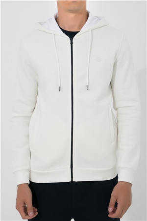 ADAM BOXES Fermuarlı Kapüşonlu Sweatshirt N-Halicarna - Ekru