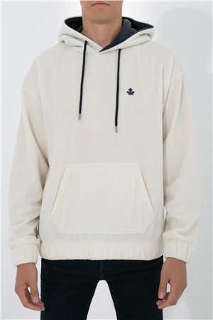 ADAM BOXES Oversize Kapüşonlu Polar Sweatshirt N-Myndo - Ekru