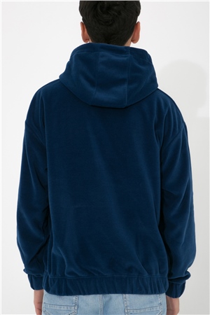 ADAM BOXES Oversize Kapüşonlu Polar Sweatshirt N-Myndo - Lacivert