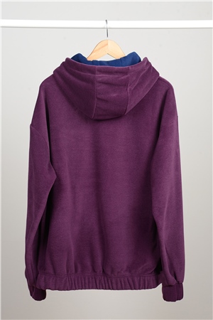 ADAM BOXES Oversize Kapüşonlu Polar Sweatshirt N-Myndo - Koyu Mor