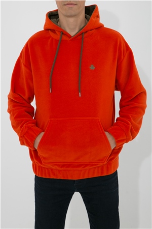ADAM BOXES Oversize Kapüşonlu Polar Sweatshirt N-Myndo - Turuncu