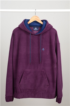 ADAM BOXES Oversize Kapüşonlu Polar Sweatshirt N-Myndo - Koyu Mor