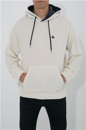 ADAM BOXES Oversize Kapüşonlu Polar Sweatshirt N-Myndo - Ekru
