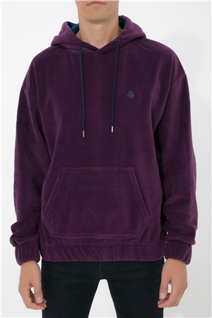 ADAM BOXES Oversize Kapüşonlu Polar Sweatshirt N-Myndo - Koyu Mor