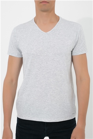 ADAM BOXES V Yaka T-shirt N-Simplo - Açık Gri