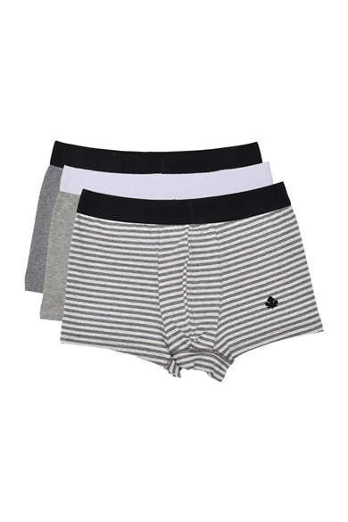 ADAM BOXES Boxer Trunk Neo-Cosy 
3lü Paket - Gri, Antrasit, Gri Çizgili