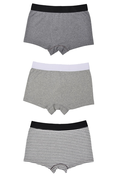 ADAM BOXES Boxer Trunk Neo-Cosy 
3lü Paket - Gri, Antrasit, Gri Çizgili