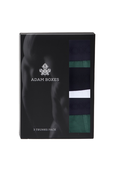 ADAM BOXES Boxer Trunk Neo-Gracia 
3lü Paket - Koyu Yeşil, Beyaz