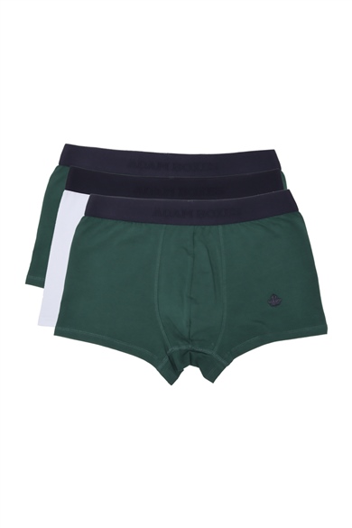 ADAM BOXES Boxer Trunk Neo-Gracia 
3lü Paket - Koyu Yeşil, Beyaz