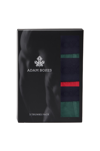 ADAM BOXES Boxer Trunk Neo-Gracia 
3lü Paket - Koyu Yeşil, Bordo
