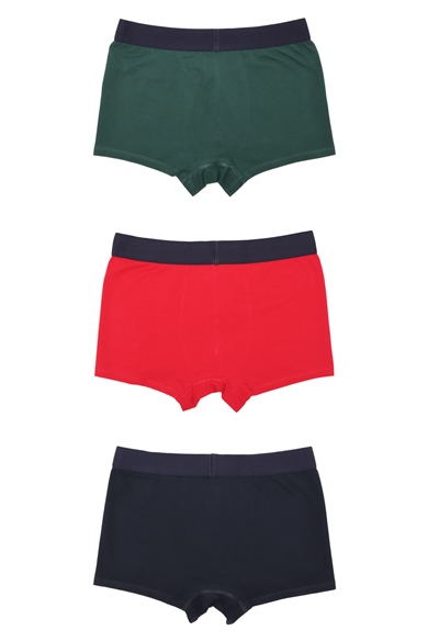 ADAM BOXES Boxer Trunk Neo-Gracia 
3lü Paket - Lacivert, Koyu Yeşil, Kırmızı