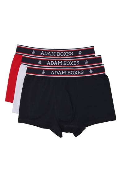 ADAM BOXES Boxer Trunk Neo-Maritime 
3lü Paket - Lacivert, Beyaz, Kırmızı