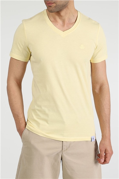 ADAM BOXES V Yaka T-shirt Neo-Alpes - Açık Sarı