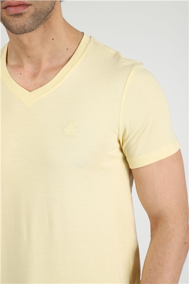 ADAM BOXES V Yaka T-shirt Neo-Alpes - Açık Sarı