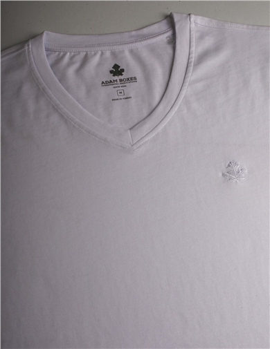 ADAM BOXES V Yaka T-shirt Neo-Alpes - Beyaz