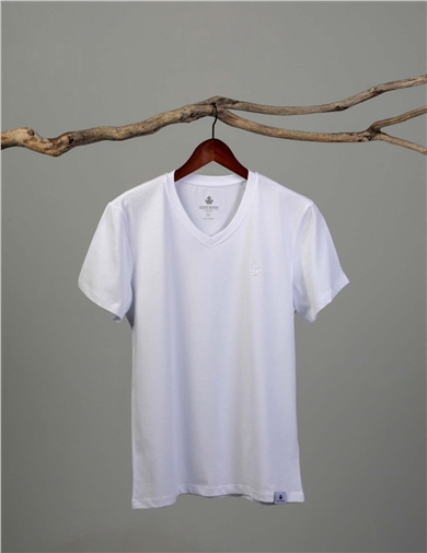 ADAM BOXES V Yaka T-shirt Neo-Alpes - Beyaz