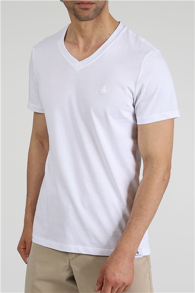ADAM BOXES V Yaka T-shirt Neo-Alpes - Beyaz