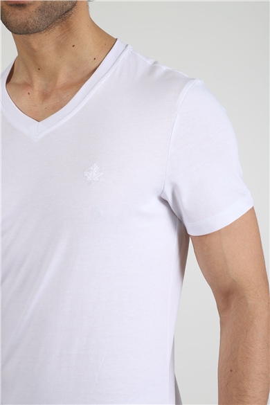 ADAM BOXES V Yaka T-shirt Neo-Alpes - Beyaz