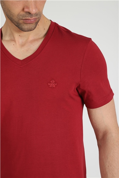 ADAM BOXES V Yaka T-shirt Neo-Alpes - Bordo