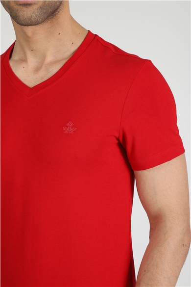 ADAM BOXES V Yaka T-shirt Neo-Alpes - Kırmızı