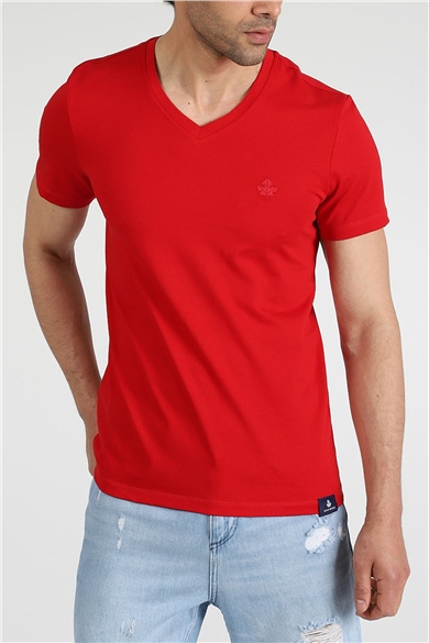 ADAM BOXES V Yaka T-shirt Neo-Alpes - Kırmızı