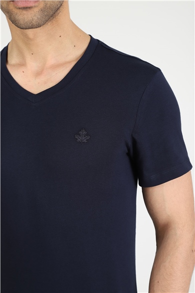 ADAM BOXES V Yaka T-shirt Neo-Alpes - Lacivert