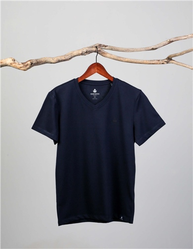 ADAM BOXES V Yaka T-shirt Neo-Alpes - Lacivert