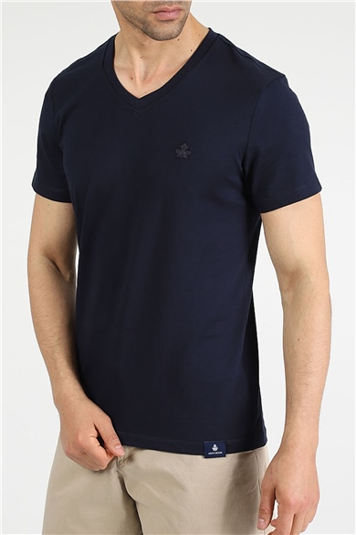 ADAM BOXES V Yaka T-shirt Neo-Alpes - Lacivert