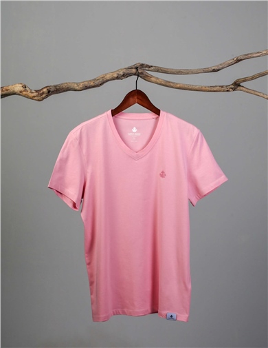 ADAM BOXES V Yaka T-shirt Neo-Alpes - Pembe