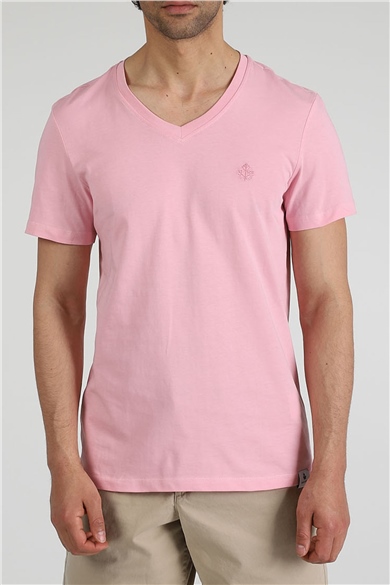 ADAM BOXES V Yaka T-shirt Neo-Alpes - Pembe