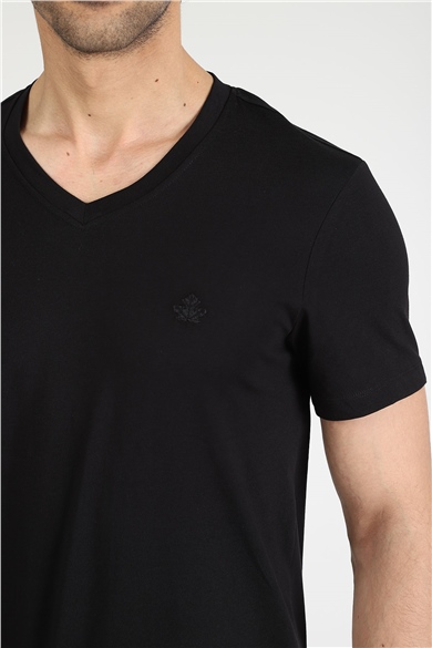 ADAM BOXES V Yaka T-shirt Neo-Alpes - Siyah