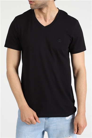 ADAM BOXES V Yaka T-shirt Neo-Alpes - Siyah