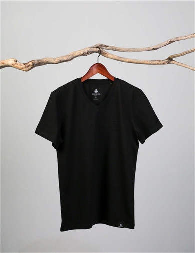 ADAM BOXES V Yaka T-shirt Neo-Alpes - Siyah