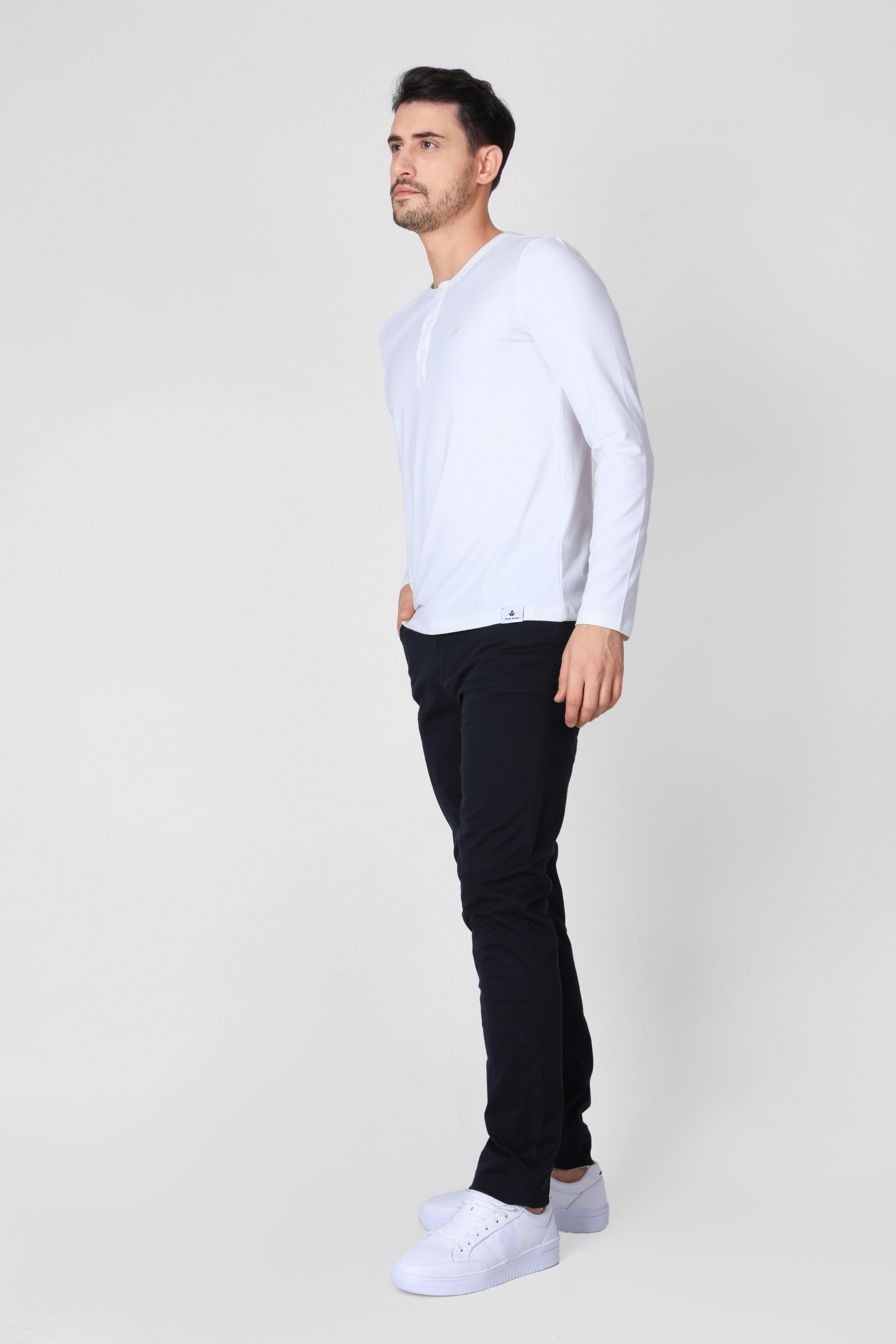 ADAM BOXESADAM BOXES Düğmeli Bisiklet Yaka Uzun Kollu T-shirt NP-Collargo - Ekru