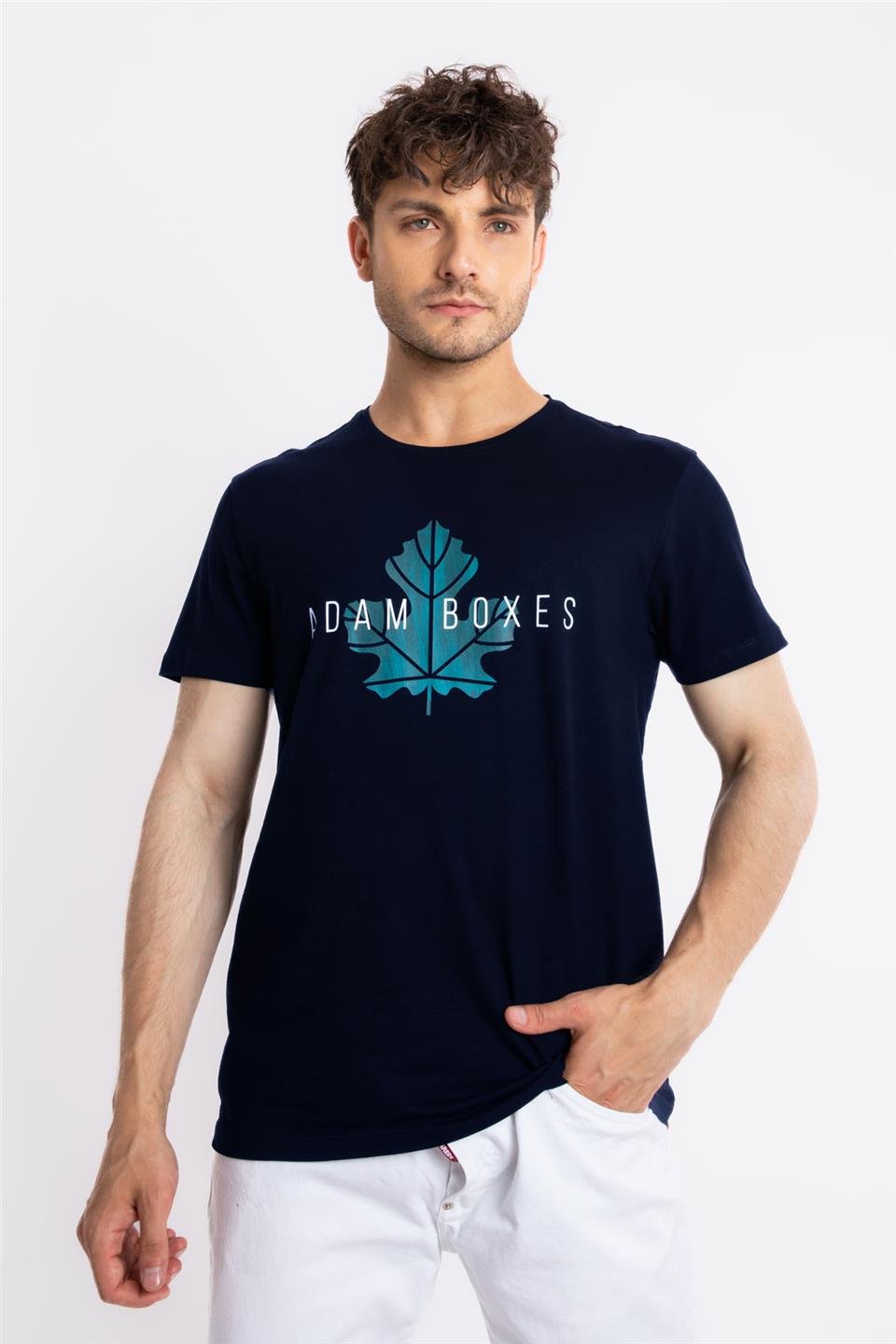 ADAM BOXESAdam Boxes Erkek/Unisex Baskılı O-Yaka T-shirt Anillo - Lacivert