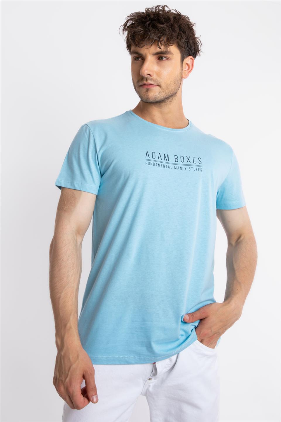 ADAM BOXESAdam Boxes Erkek/Unisex Baskılı O-Yaka T-shirt Girasol - Açık Mavi