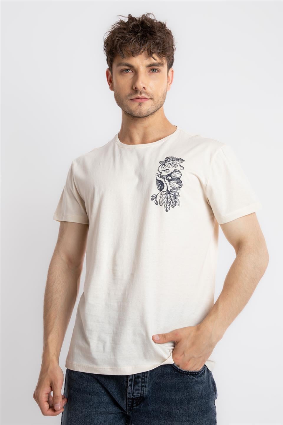 ADAM BOXESAdam Boxes Erkek/Unisex Baskılı O-Yaka T-shirt Bandos - Ham Pamuk