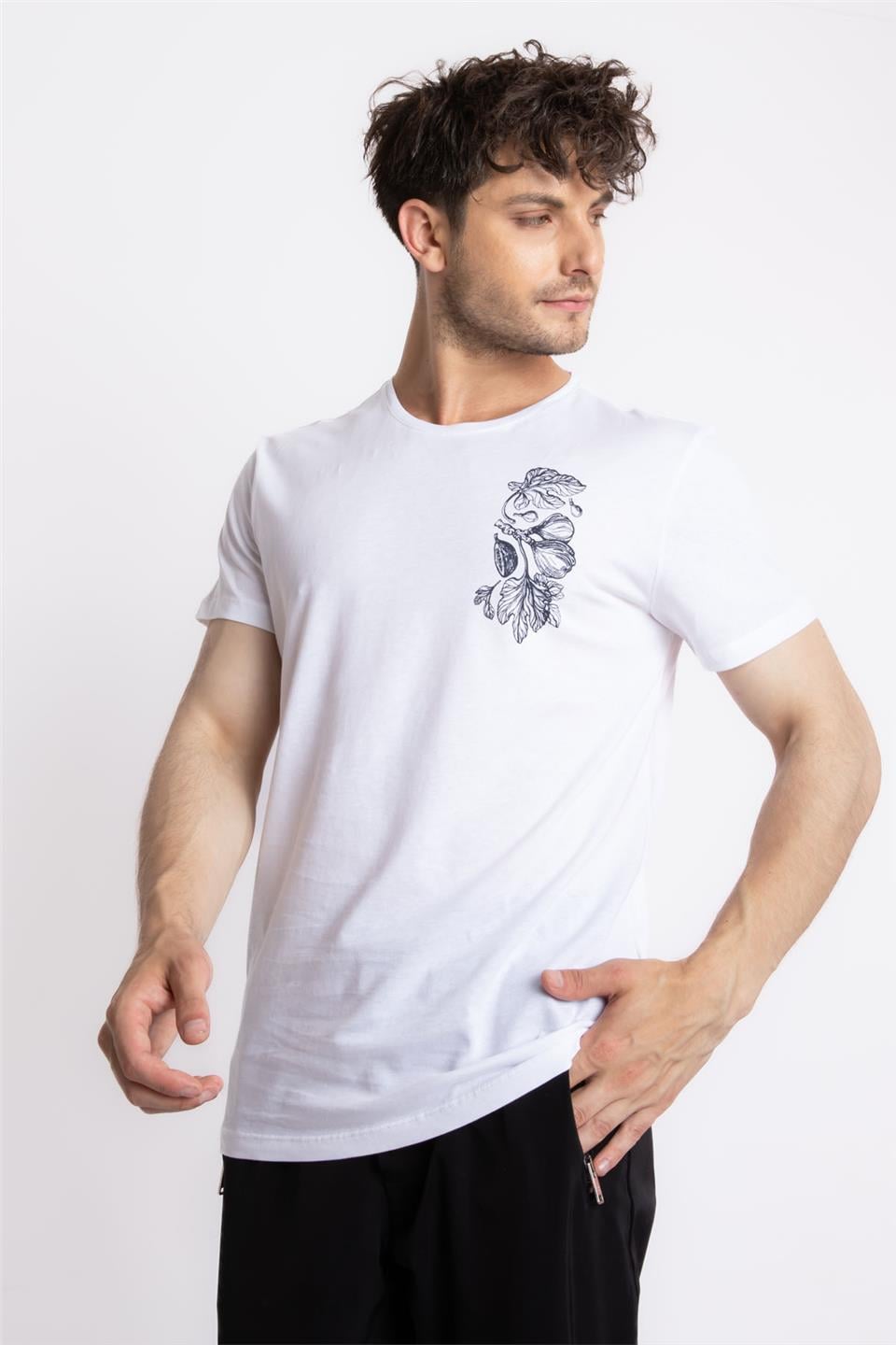 ADAM BOXESAdam Boxes Erkek/Unisex Baskılı O-Yaka T-shirt Bandos - Beyaz