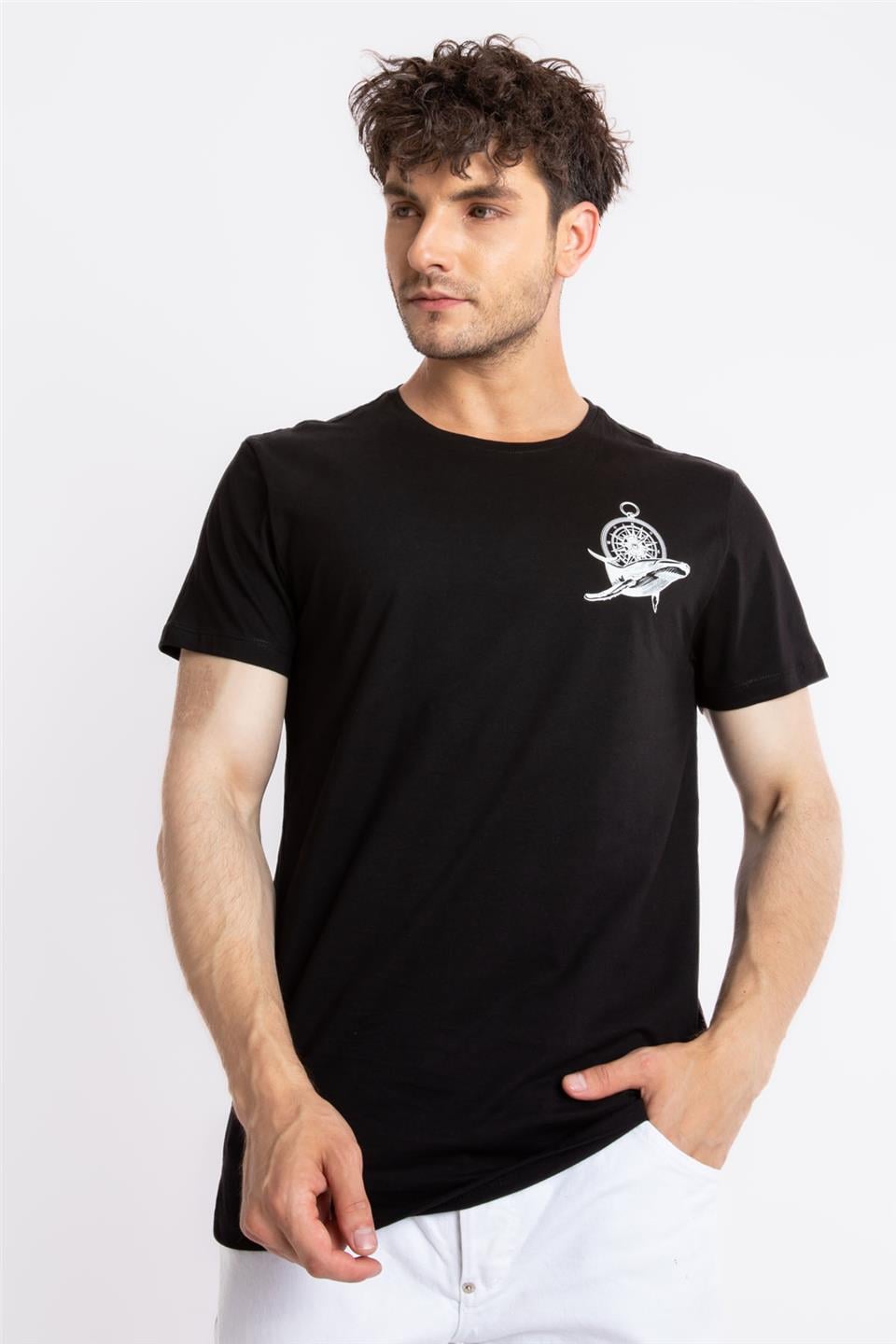 ADAM BOXESAdam Boxes Erkek/Unisex Baskılı O-Yaka T-shirt Marino - Siyah